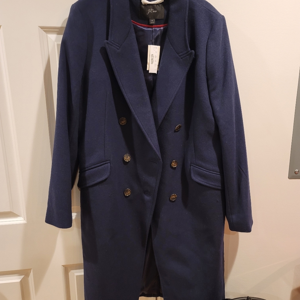 J.Crew Navy Blue Italian Wool Coat
